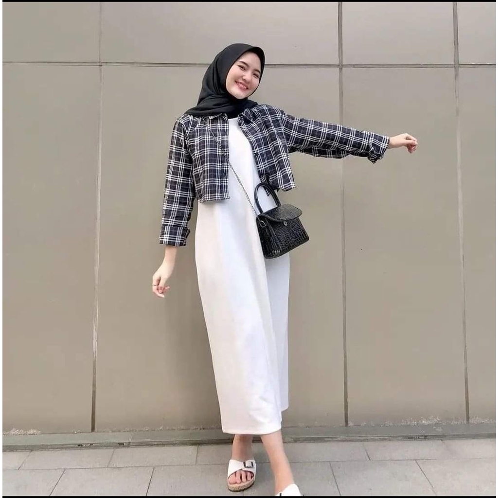 GISEL KEMEJA CROP / KEMEJA FLANEL MODEL CROP / KEMEJA CROP JUMBO MOTIF TARTAN / KEMEJA CROP MOTIF KO