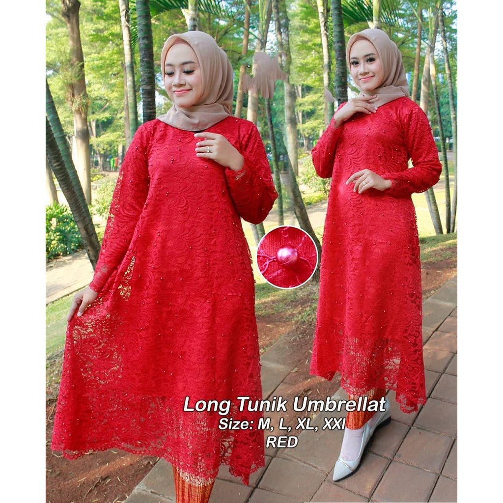 Terbaruuu... SET TUNIK BRUKAT UMBRELLA MUTIARA - KEBAYA BRUKAT - KEBAYA MODERN - TUNIK PAYUNG