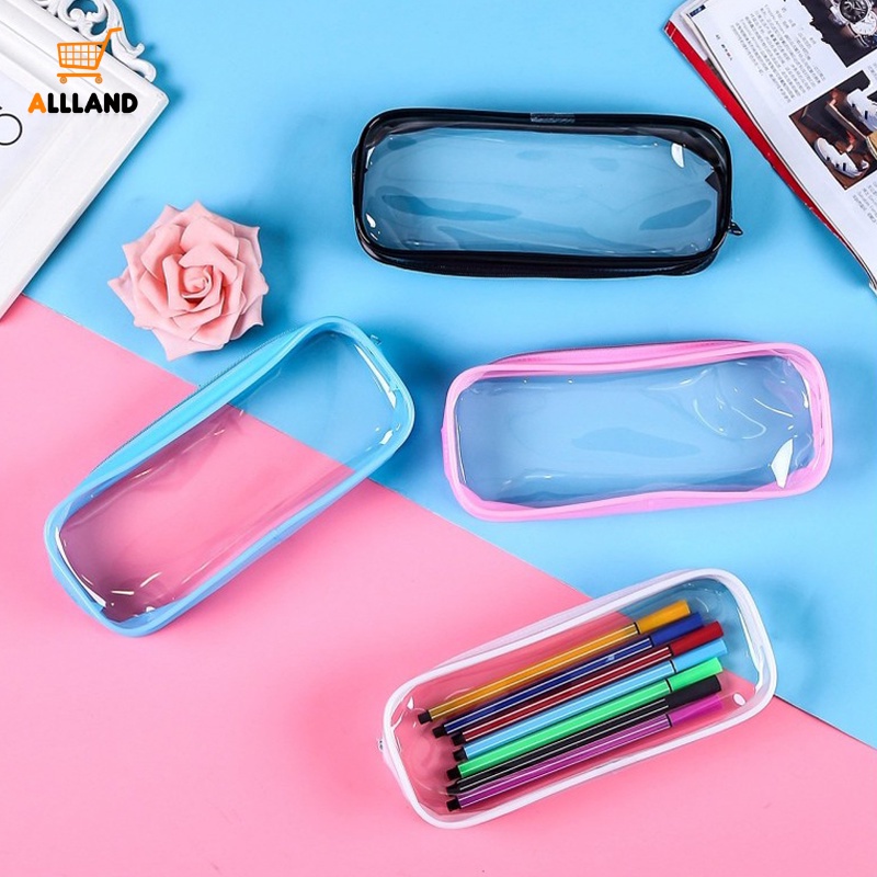 1 Pc / Set Tas Penyimpanan Alat Tulis Portabel Bahan Pvc Transparan Kapasitas Besar Dengan Ritsleting