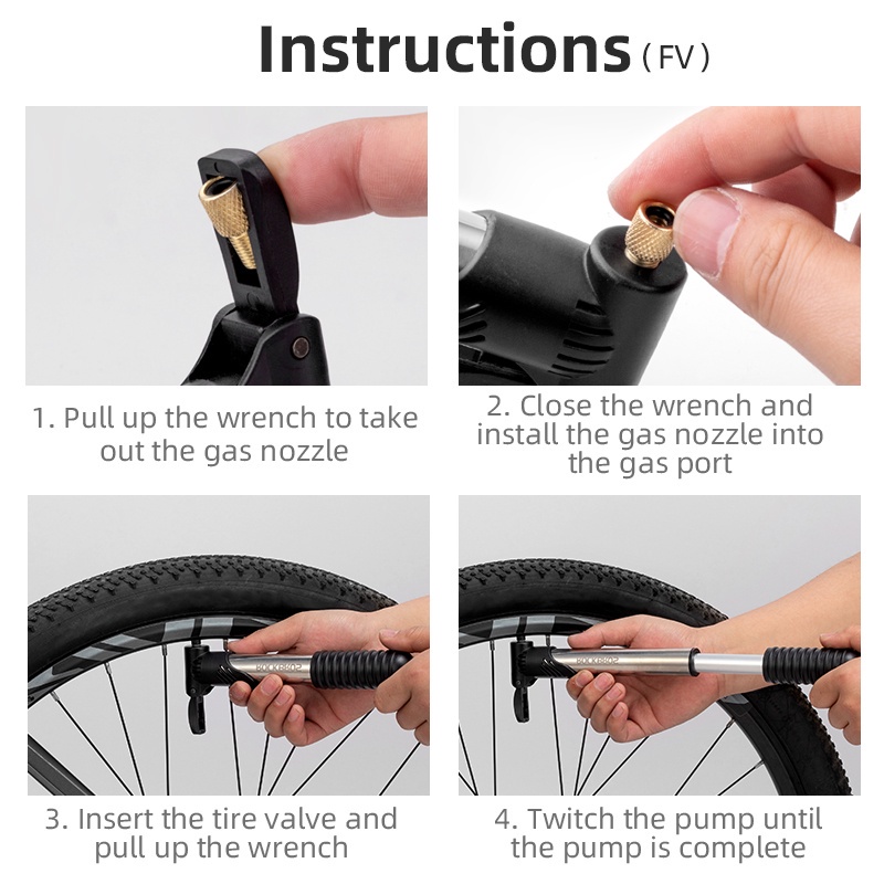 Pompa Sepeda Rockbros 100 PSI Alloy Mini Portable Pump Free Adaptor Presta