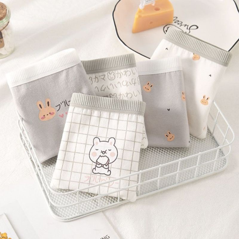5Pcs/Box CD celana dalam dalem underwear wanita remaja perempuan cewek dewasa brief katun import mot