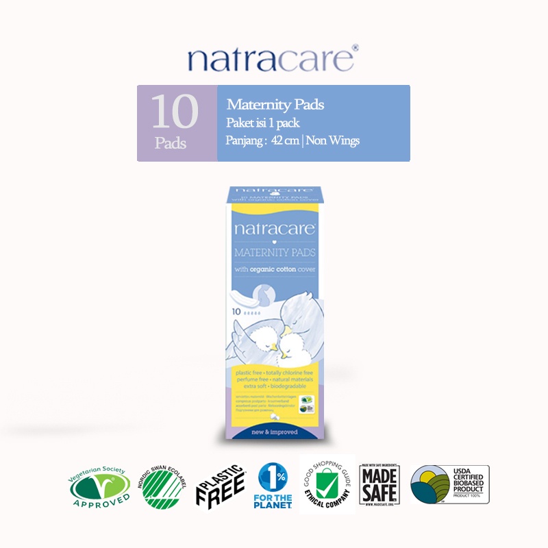 NATRACARE Maternity Pads Non Wings 10s | Pembalut Bersalin | Pembalut Melahirkan | Pembalut Organik 