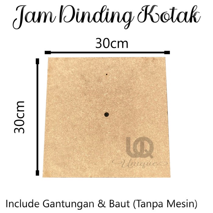 Jam Dinding Kotak Polos - Jam Kayu MDF Persegi Empat 4 20cm 30cm