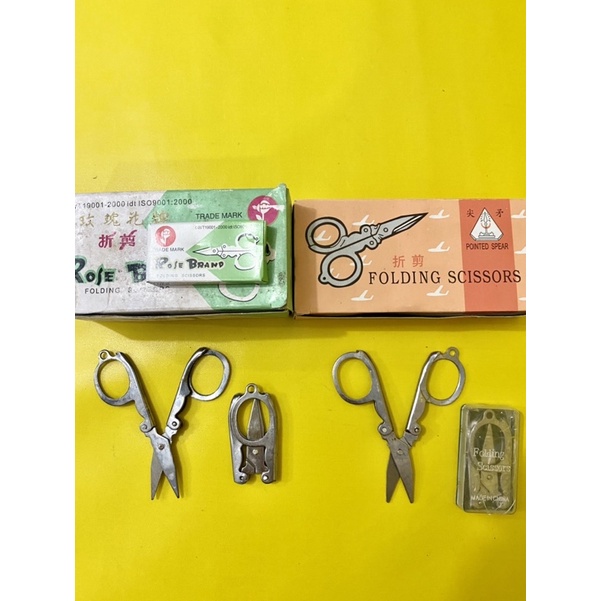 GUNTING KECIL LIPAT + kotak / Gunting Kecil Tajam / Gunting Kecil serbaguna / Gunting Lipat stainless steel rose brand / folding scissors