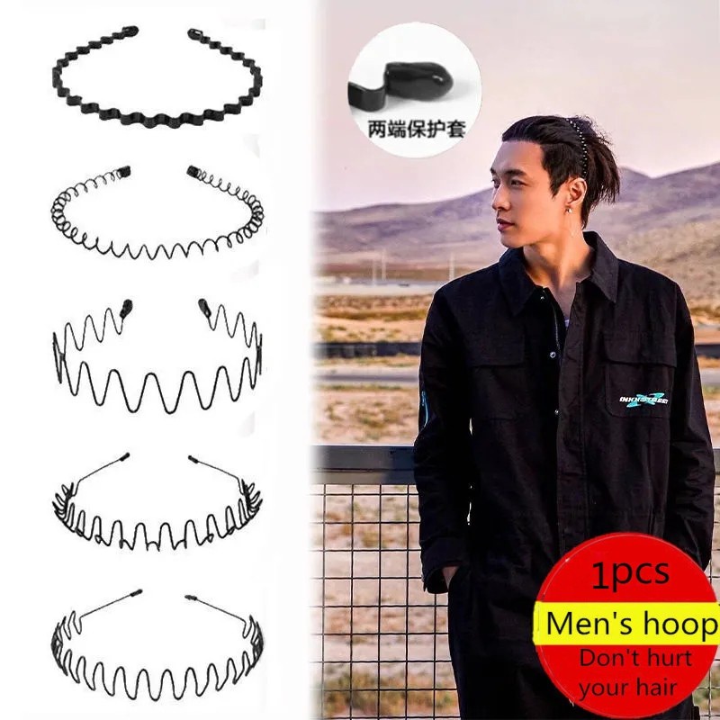 Unisex Black Wavy Hair Head Hoop / Fashion Non slip Metal Spiral Wave Headband Hairpins Hair Hoop Hair Accessories