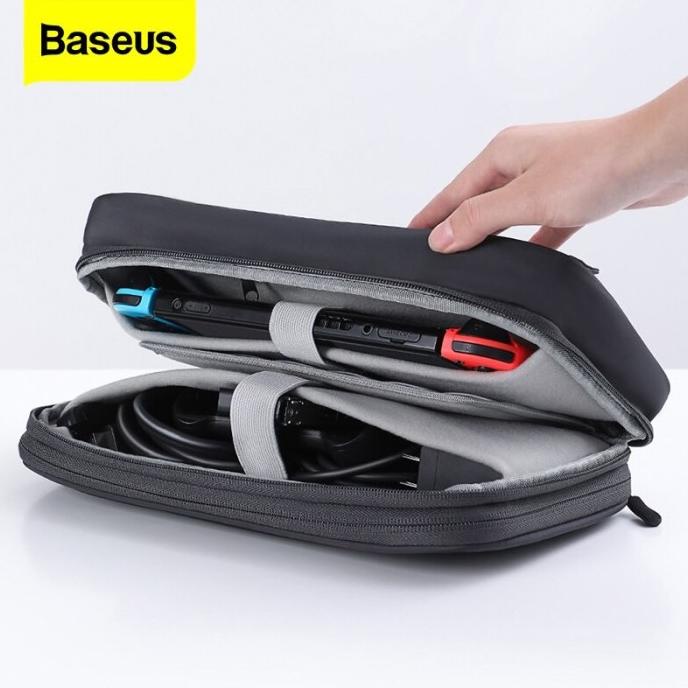 BASEUS STORAGE BAG FOR NINTENDO SWITCH PORTABLE TRAVEL BAG GAME CARD - Hitam