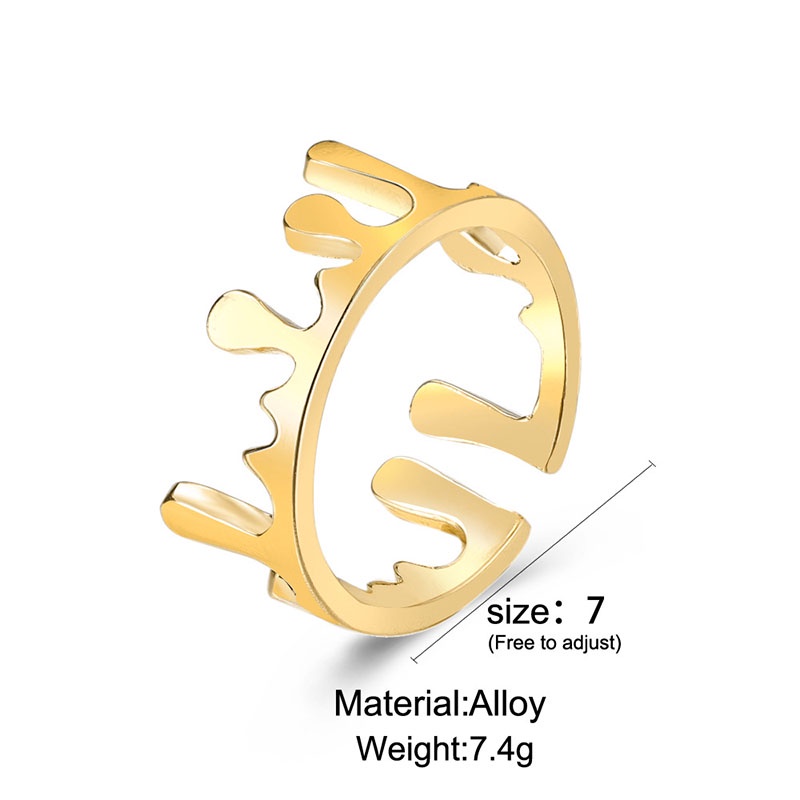 Fashion Sederhana Tidak Teratur Mahkota Cincin Pembukaan Adjustable Temperamen Cincin Wanita Perhiasan Aksesoris - olo