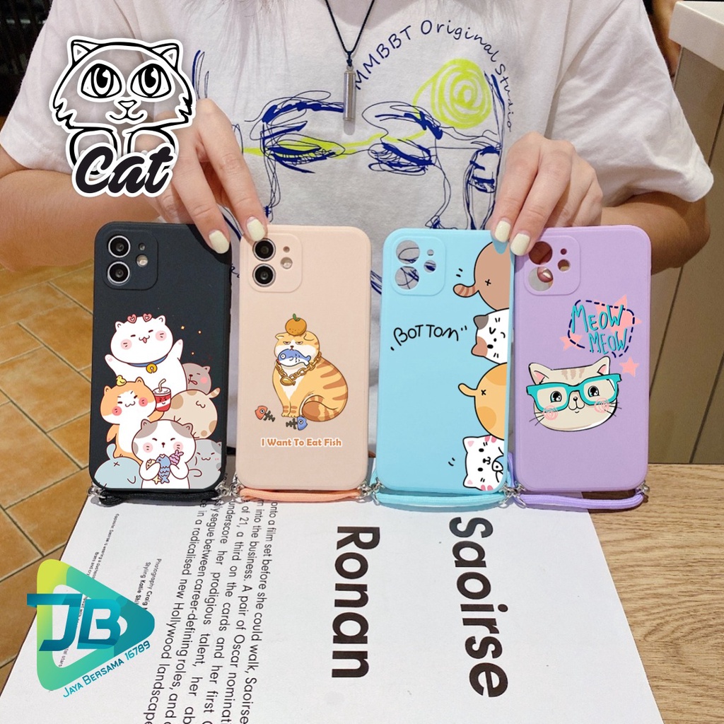 SOFTCASE SILIKON SLINGCASE TALI LANYARD STRAP PHONE MACARON PELINDUNG KAMERA CAT OPPO VIVO SAMSUNG XIAOMI REALME IPHONE ALL TYPE JB5428
