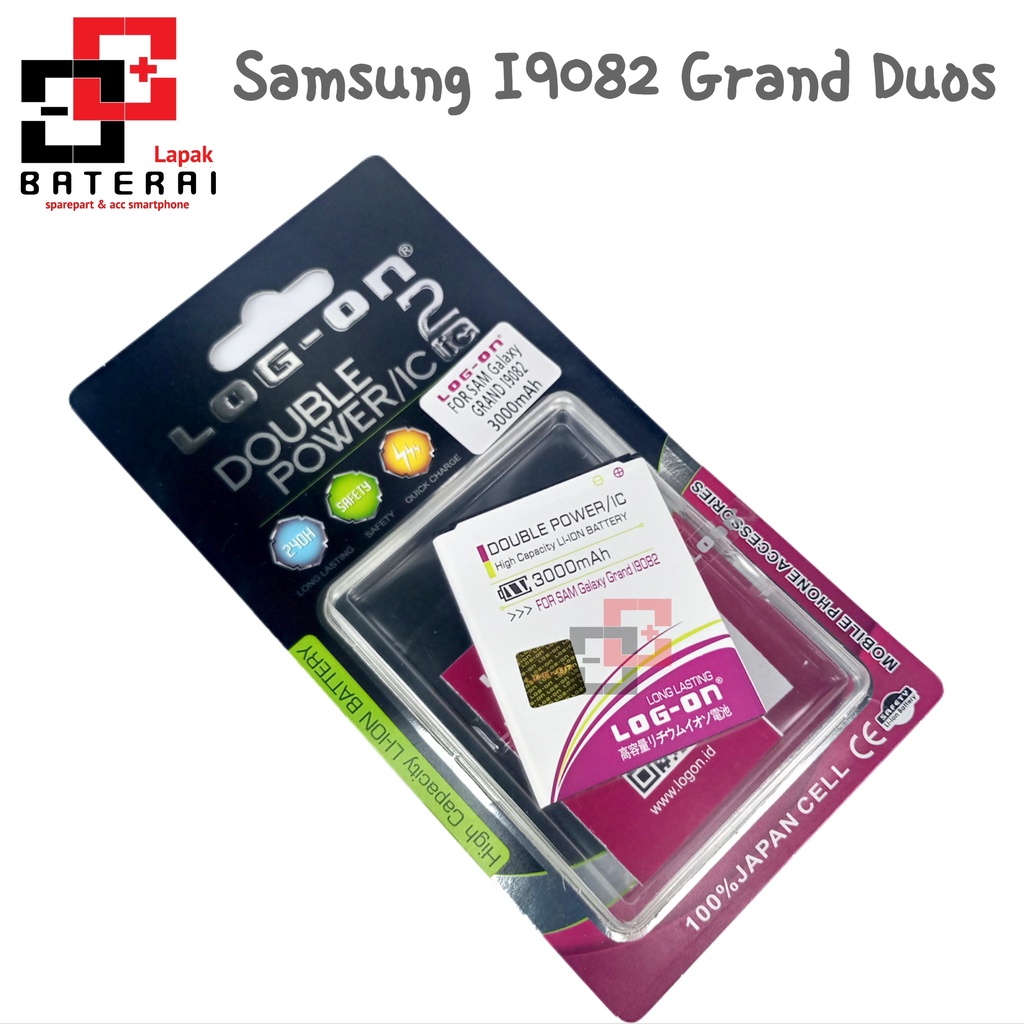 LOG - ON Baterai Samsung I9082 Grand / Grand duos Double IC Protection Battery Batre