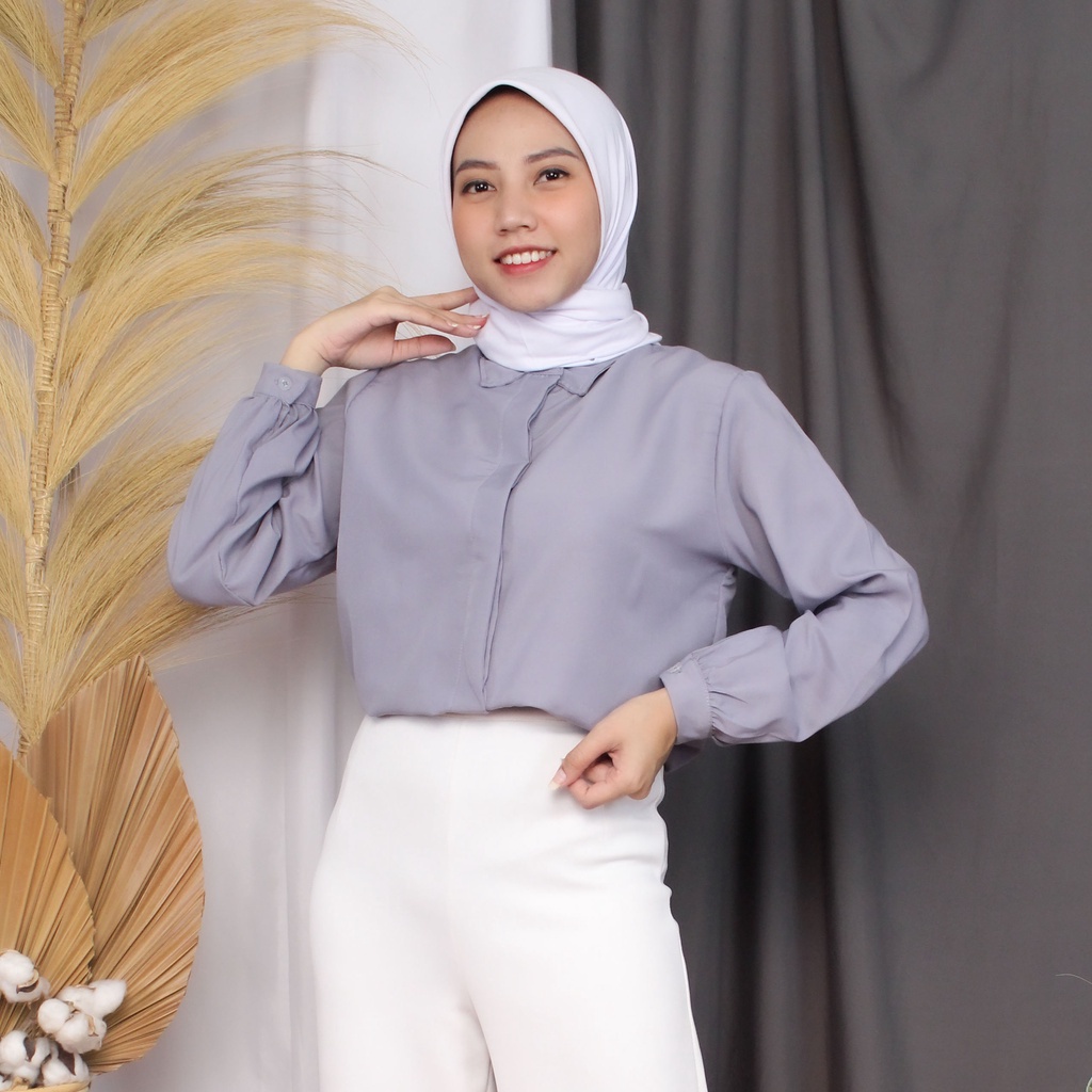 BEFAST - ZRX OOTD Atasan Blouse AYA / Blouse Keyra / Atasan Wanita Lengan Panjang / Blouse Casual / OOTD Wanita Remaja Modis / Pakain Wanita Kerja / Blouse Polos Formal / Terbaru 2022