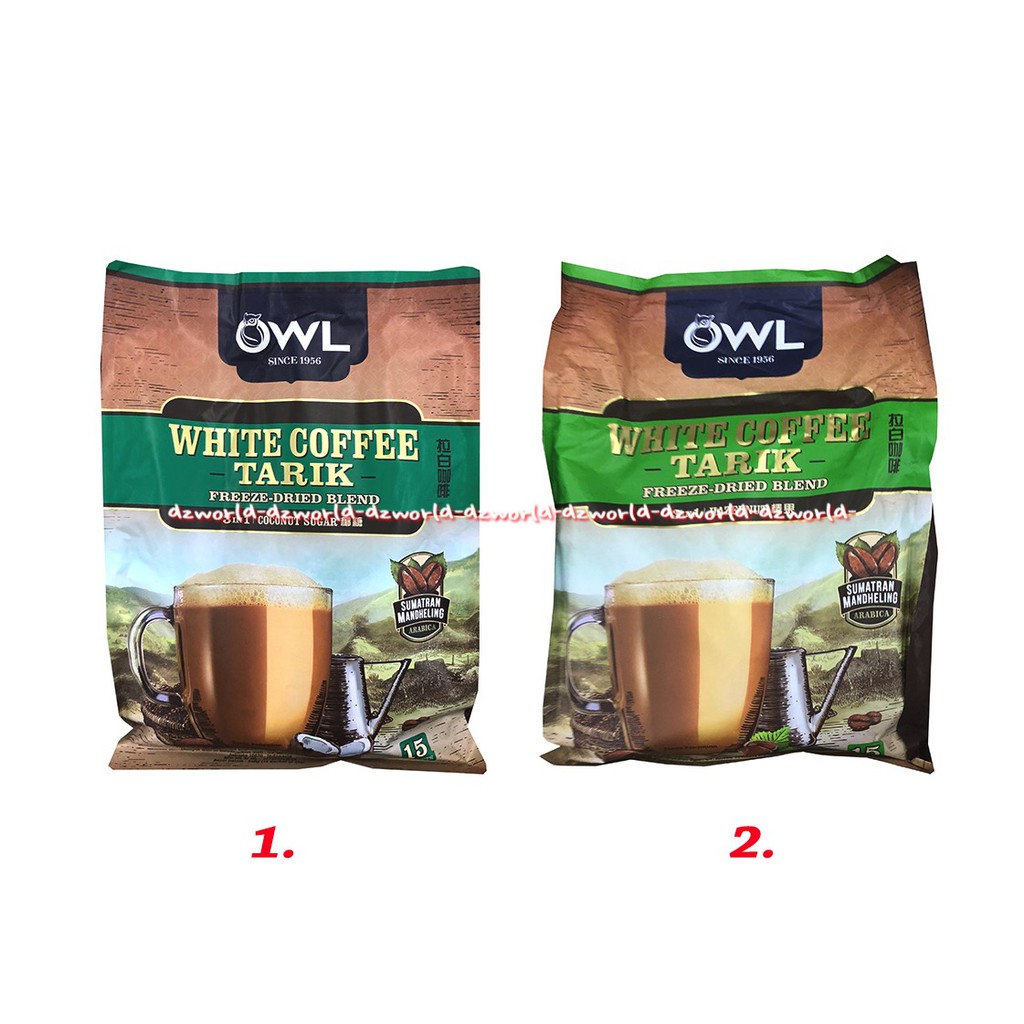 Owl White Coffee Tarik 15sachet freeze Dried Blend Sumateran Mandaheling 3 In 1 Hazelnut