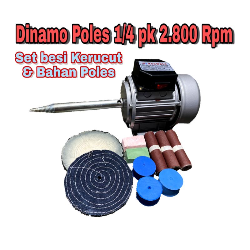 Paket Dinamo Poles 1/4pk 2800Rpm Set As Kerucut & Bahan Poles