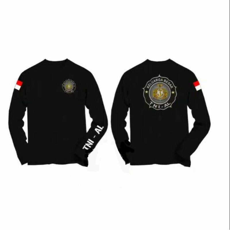 Kaos TNI AL Lengan Panjang Katun Combad Ujung Lengan Pakai Karet - Kaos Longsleeve - Baju Pria Tshir