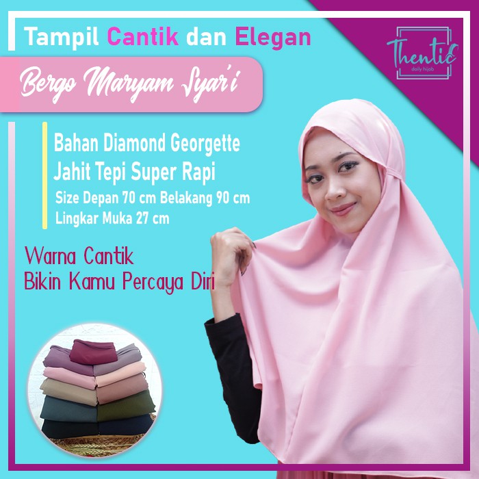 Jilbab Instan Bergo Maryam Syari Hijab Bergo Maryam Diamond Syari Non Pet Kerudung Bergo Maryam
