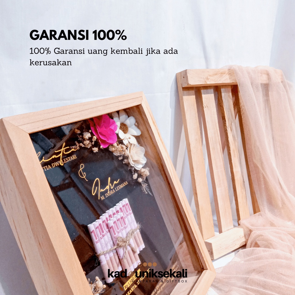 (1 HARI JADI) Mahar Pernikahan Bingkai 3D 10R Mahar Rustic Antipecah Driedflower Seserahan Hantaran Foto Kado pernikahan Gift Anniversary