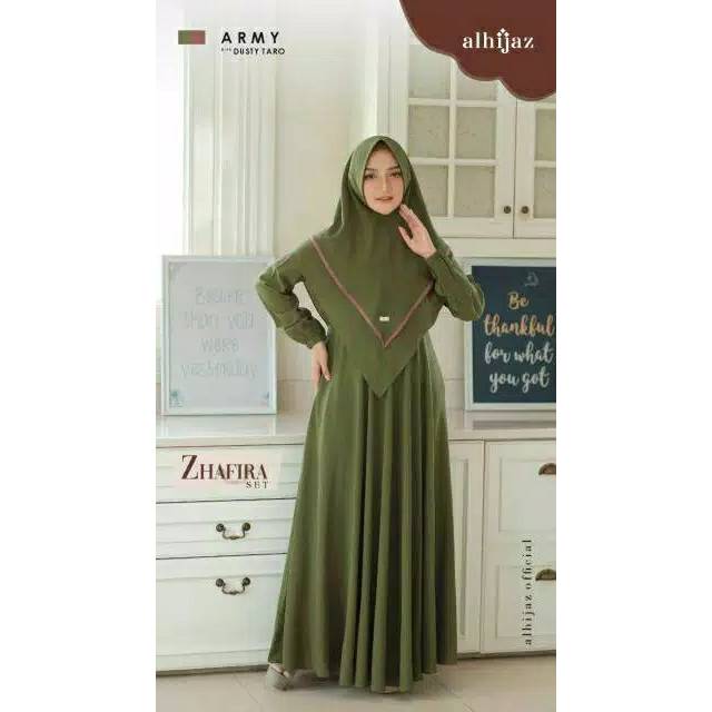 Zhafira Dress Set by Alhijaz Khusus yang Sudah DP Warna Army
