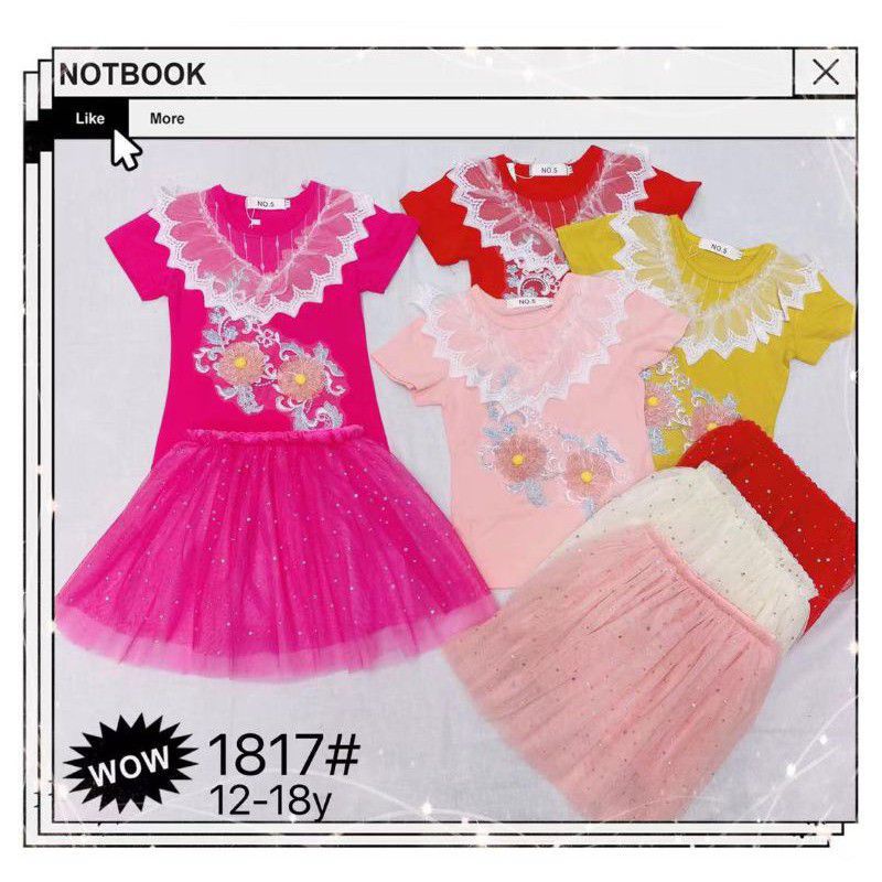 0-5TAHUN BAJU SETELAN ANAK PEREMPUAN ROK TUTU IMPORT KAOS FLOWER SETELAN ROK TUTU ANAK IMPORT PESTA