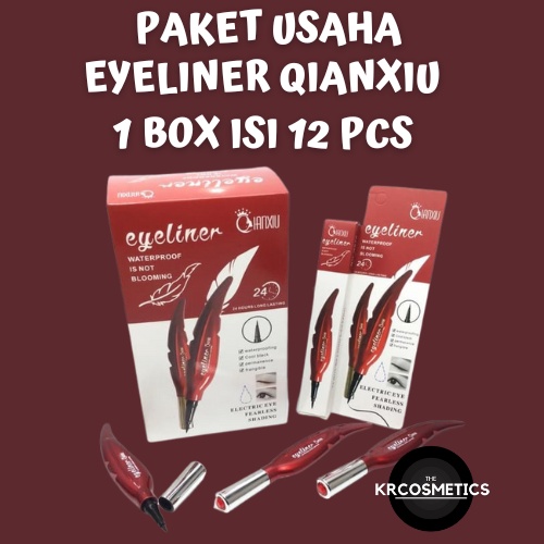 1 BOX ISI 12 PCS EYELINER DAUN MERAH - EYELINER QIANXIU