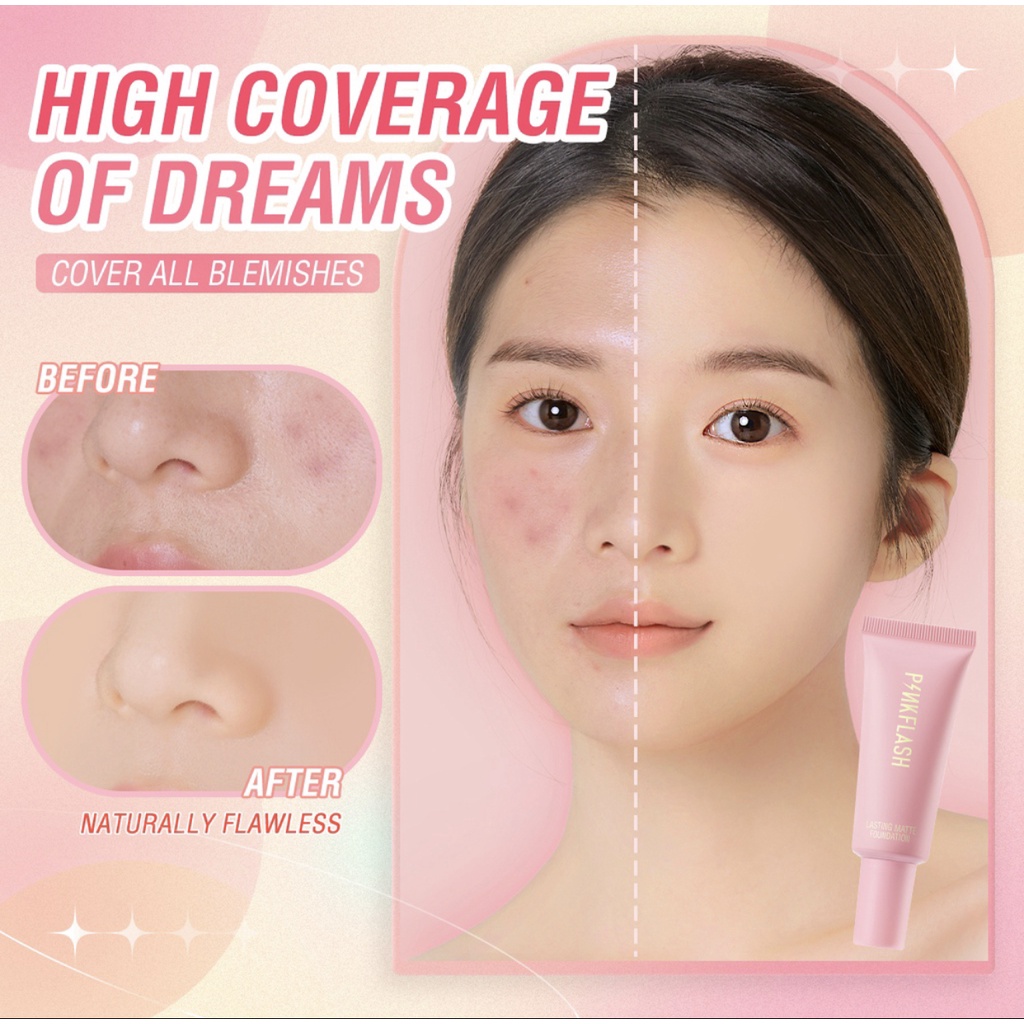 PINKFLASH OhMySelf Weightless Long Lasting All-day Tahan Air Matte Foundation 6 Colors