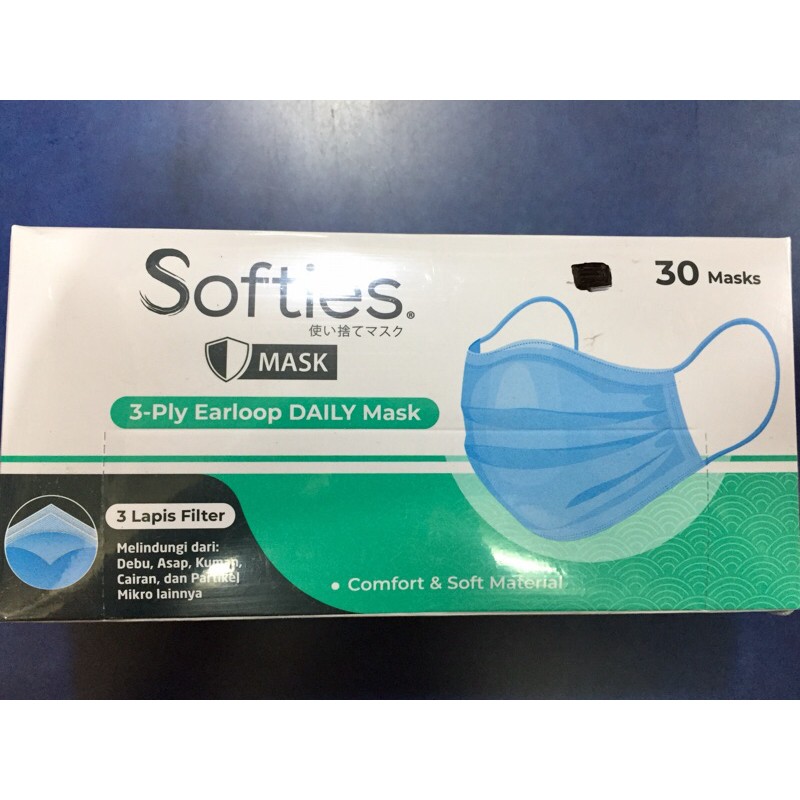 SOFTIES SURGICAl MASKER 1 KOTAK ISI 30 LEMBAR