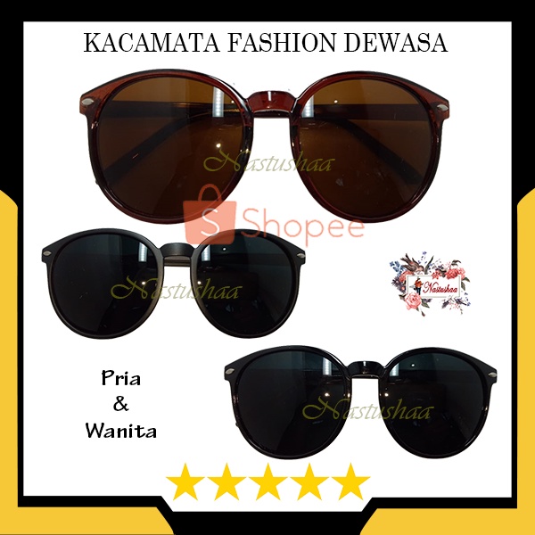 Kacamata Bentuk Oval Anti ultraviolet Gaya Retro Untuk Pria Dan Wanita Fashion Style Korea Frame Sunglasses Lensa Hitam NOCASE