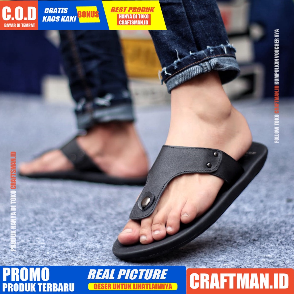 CRATFS CLOVERS Sandal Pria Sandal Jepit Pria Sandal Kulit Pria Sandal Original Pria Sandal Murah Pria