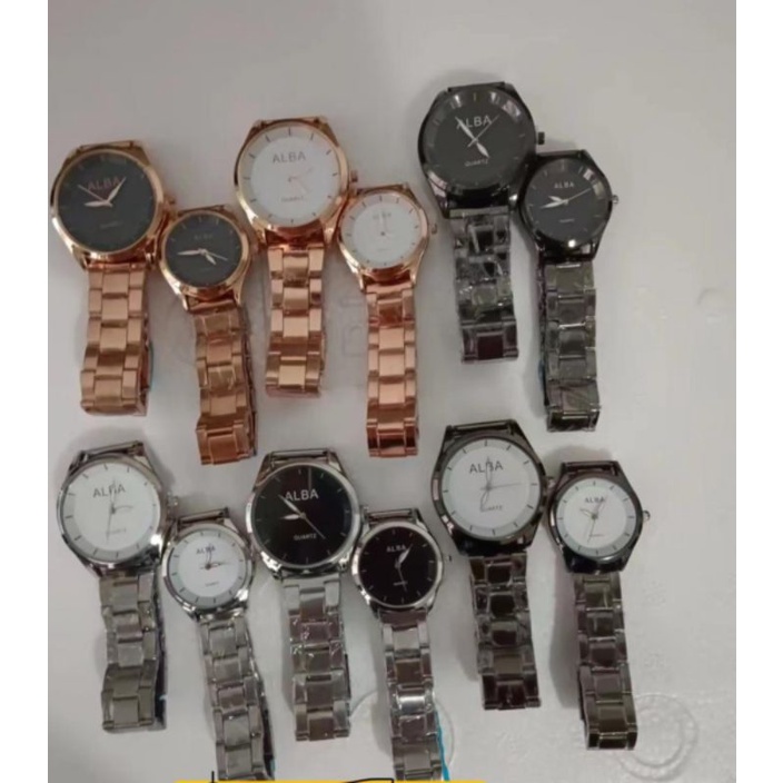 (Terima Cod)Jam Tangan Couple Alba Jarum Strap Rantai/Stel (Dikirim Jakarta)