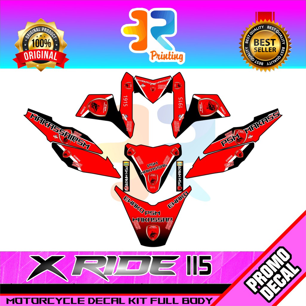 STIKER DECAL STRIPING MOTOR X RIDE 115 PSM MAKASSAR STICKER LOGO EMBLEM XRIDE PSM MAKASAR FULL BODY