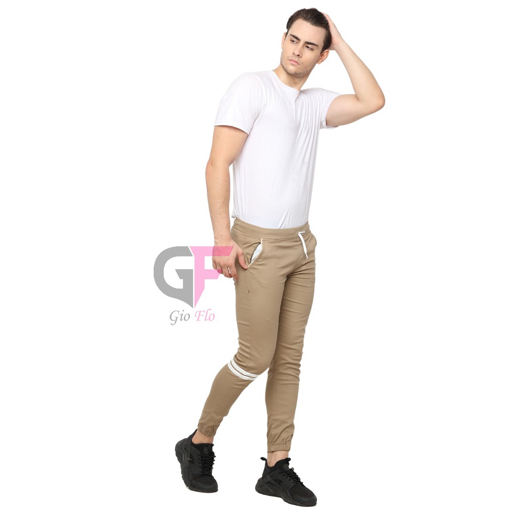 GIOFLO Jogger Pants Terbaru Celana Panjang Casual Cowok Coklat / CLN 961