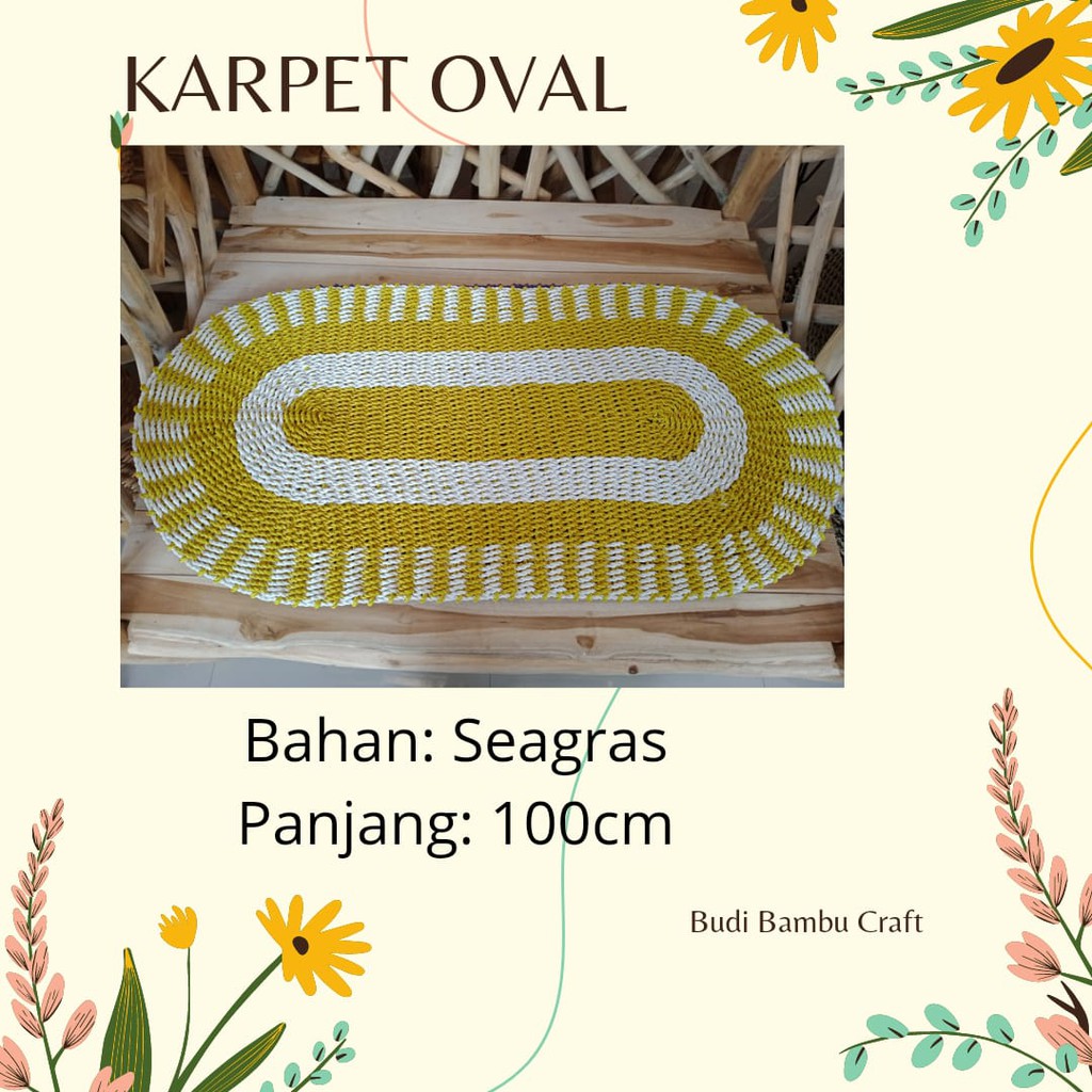 Rug Karpet Anyaman Seagras  Oval Ukuran 120x60cm Murah
