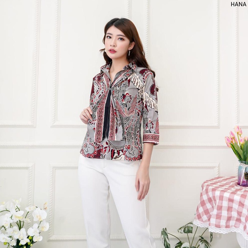 Evercloth Hana Blouse Wanita Atasan Wanita Blouse Batik Wanita Atasan