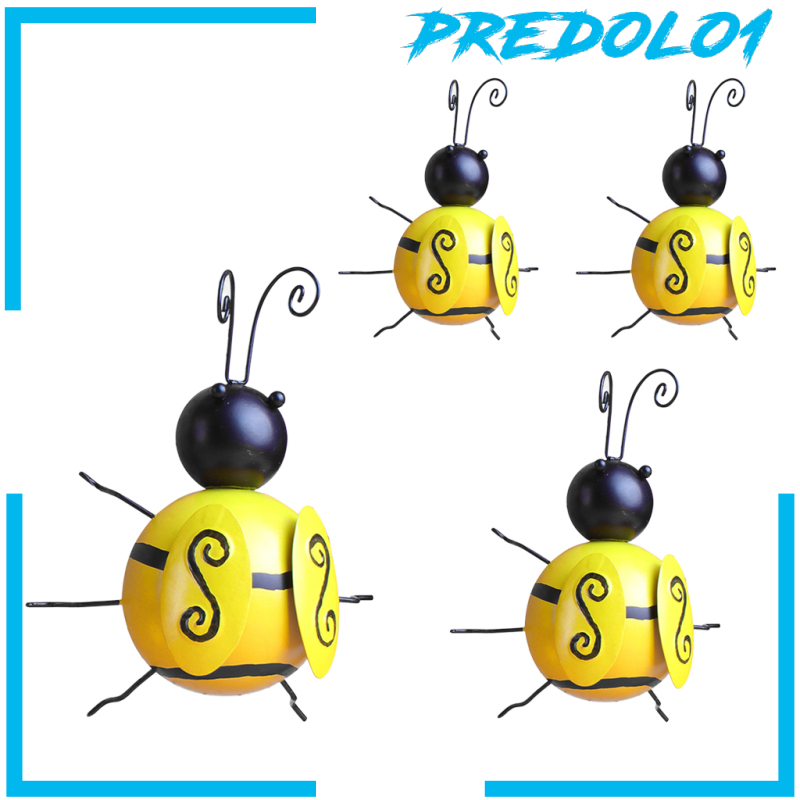 (Predolo1) 4pcs Ornamen Patung Lebah Bumble Bee Bahan Metal Untuk Dekorasi Taman