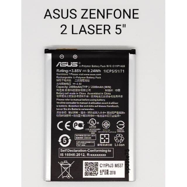 Baterai original Asus Zenfone 2 Laser 5&quot; ZE500KL Z00RD Z00ED ZE500KG  baterai C11P1428