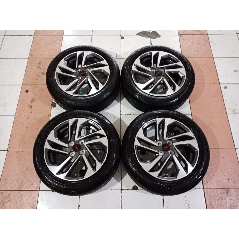 velg bekas mobil Toyota Yaris TRD Ring 16 pcd 4x100 lebar 6 ban Bridgestone 195 55 R16 Calya sigra A