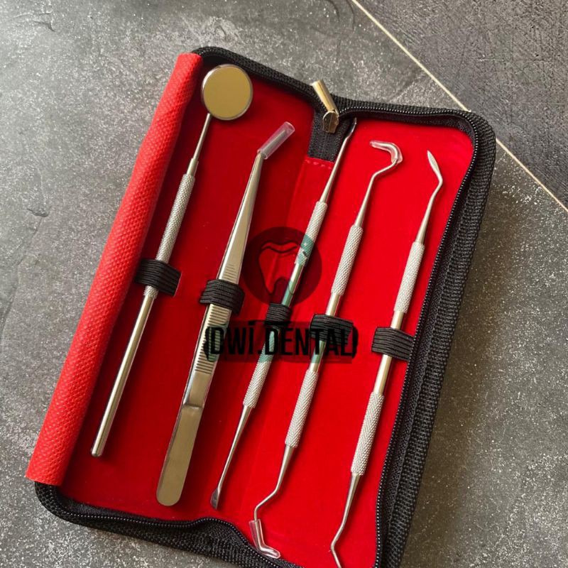 D5.2- Dental Alat dasar diagnostic kit  kaca mulut pinset sonde scaler scaller instrument