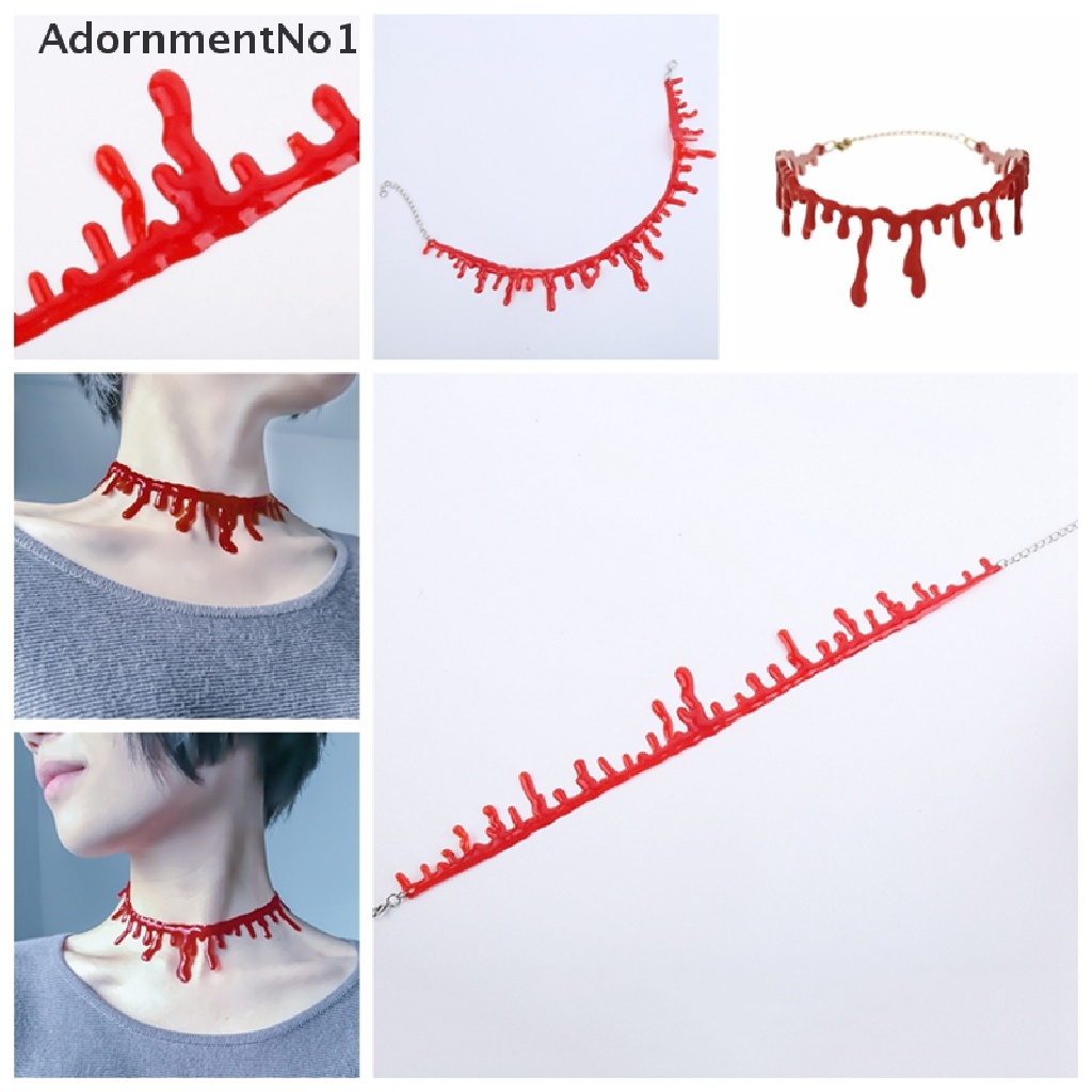 (AdornmentNo1) Kalung Choker Gaya Punk Rock Motif Darah Deathrock Untuk Wanita / Pesta Halloween