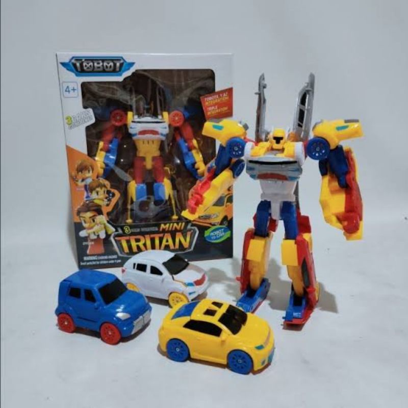 Mainan Mini Tobot Tritan 3 Cars Combine