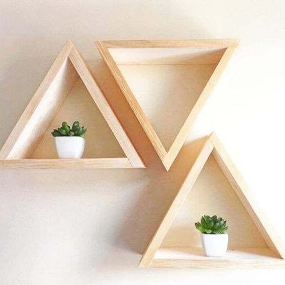 Rak Dinding Kayu Segitiga Dekorasi Kayu Jati Belanda | Shopee Indonesia