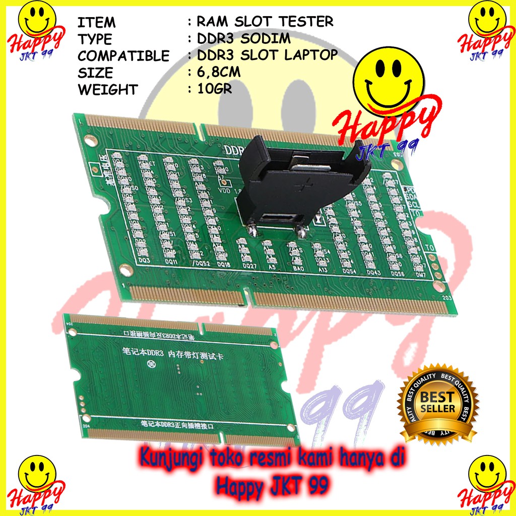 [ HAPPY JKT 99 ] DUMMY LOAD SODIM DDR3 DDR 3 LAPTOP RAM SLOT TESTER ORIGINAL