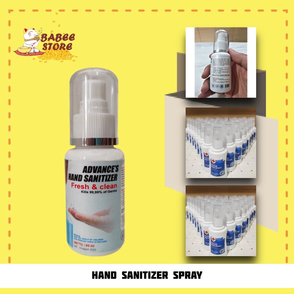 HAND SANITIZER SPRAY / PUMP 60 ML ALKOHOL 70% / ANTISEPTIK / ANTI BAKTERI AMAN SUDAH KEMENKES