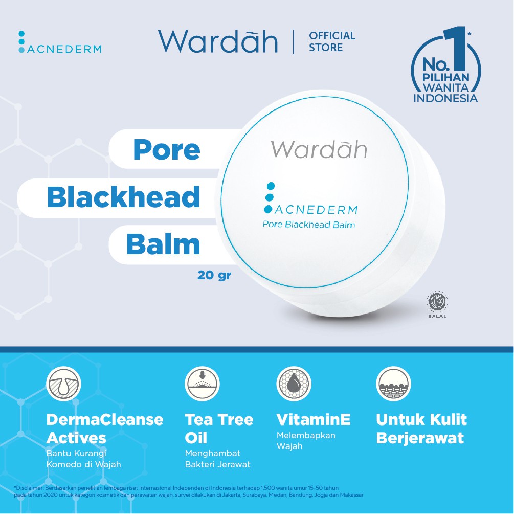 Wardah Acnederm Pore Blackhead Balm With Tea Tree Oil 20g | Pembersih Komedo