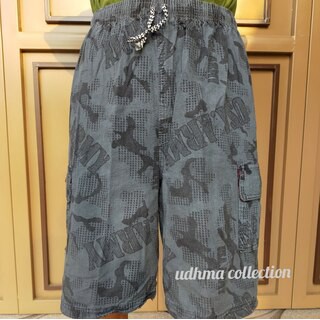 Kolor Cargo Motif Doreng Canvas Premium / Celana Pendek Pria