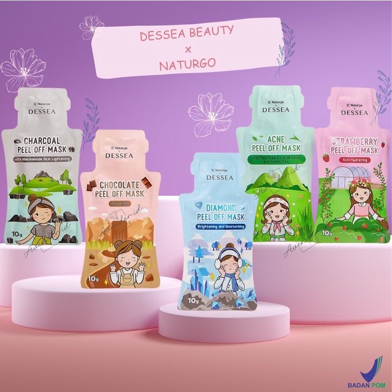 `ღ´ PHINKL `ღ´ Masker wajah peel off  Naturgo X Dessea oles untuk angkat komedo selkulit mati memutihkan wajah