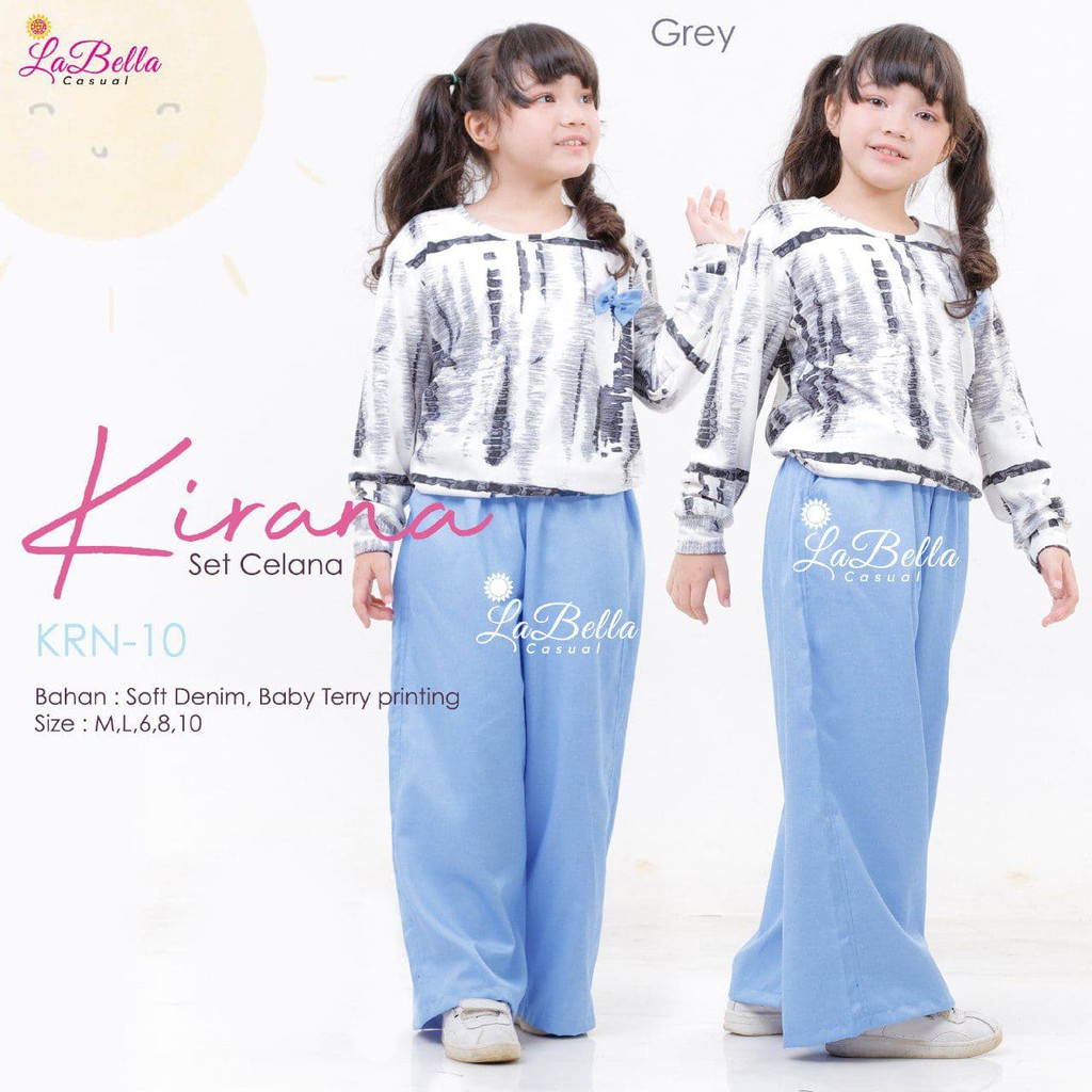 ( 3 - 5 TAHUN ) PAKAIAN ANAK SETELAN CELANA KULOT DENIM BAJU BABYTERRY PREMIUM LABELLA CASUAL TERBAR