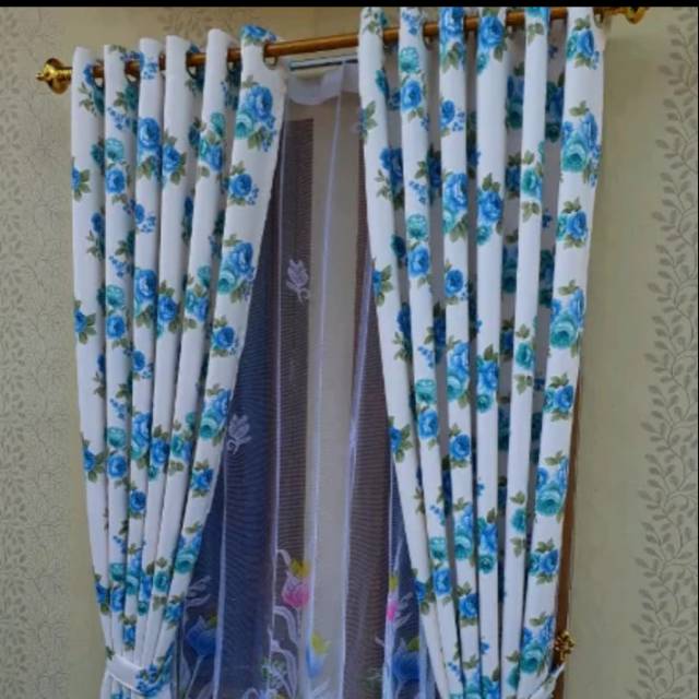 Gorden gordeng tirai korden shabby chic warna biru