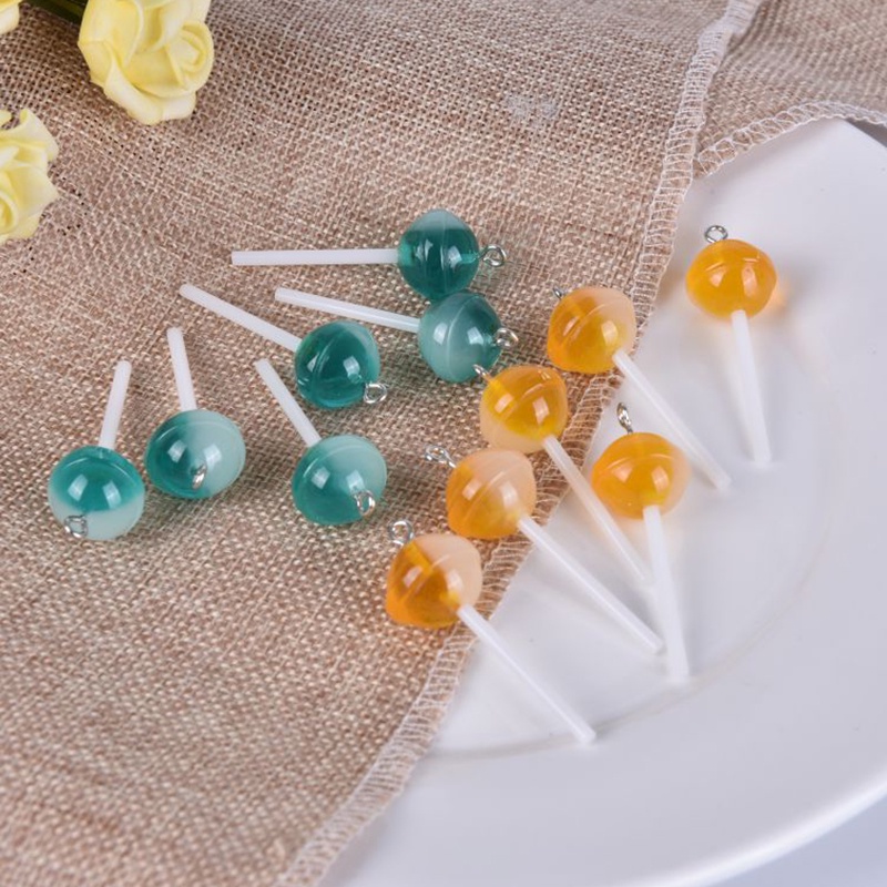 10pcs / set Liontin Bentuk Lollipop Bahan Resin Transparan Untuk Membuat Perhiasan Charms
