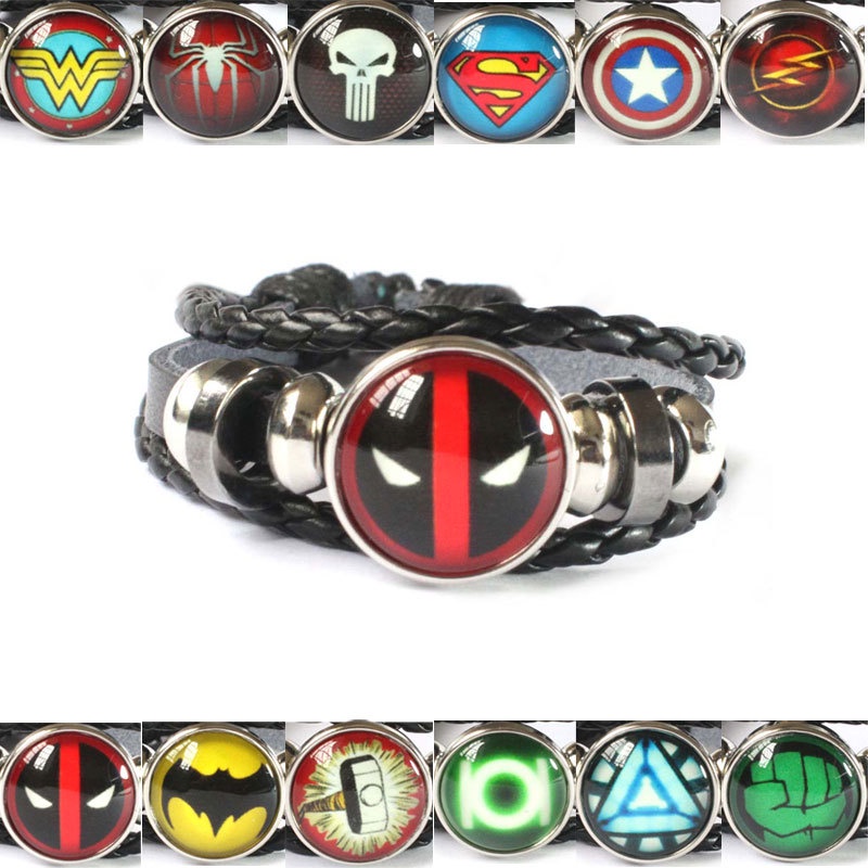 2022 Gelang Tangan Kulit Kepang Desain Marvel Spiderman Captain America Hulk Deadpool Untuk Anak