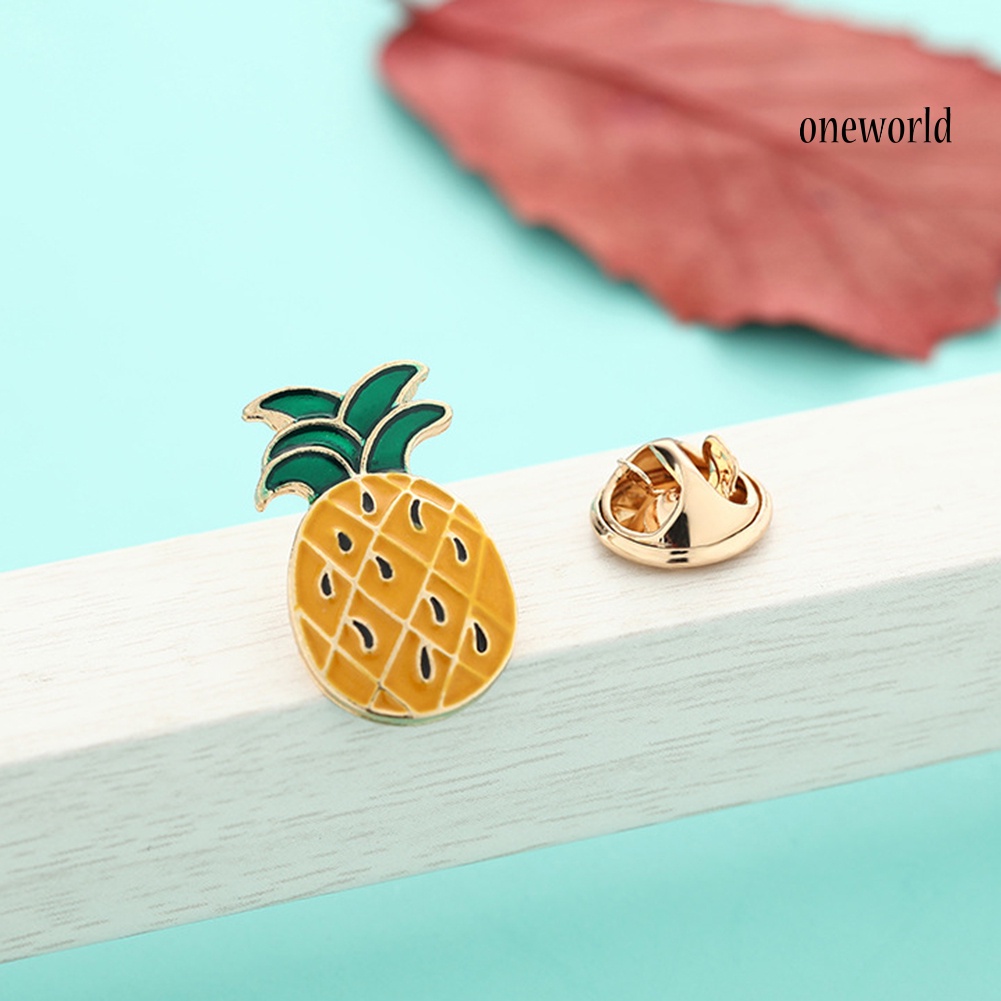 OW@ Cute Cartoon Enamel Mini Fruit Brooch Pin Denim Jacket Shirt Collar Badge Gift