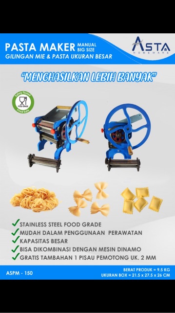 Mesin Cetak Gilingan Mie Molen Noodle Pasta Maker Manual Besar Asta ASPM 150 ASPM-150 ASPM150