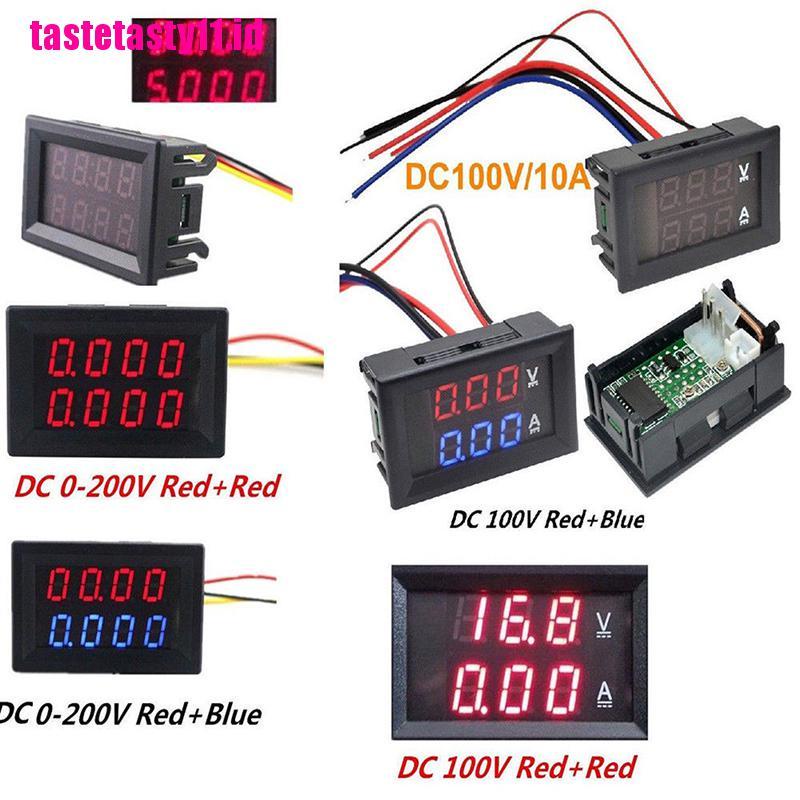 Voltmeter Ammeter 3 Bit DC 0-100V 10A Dengan LED Warna Merah Biru